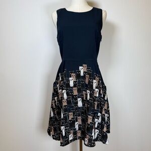 L.A.Soul Sleeveless Fit & Flare Dress Multicolor Cat Pattern Women’s Size Small